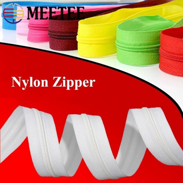 Planet Gates Meetee 10/20M Nylon 3# Coil Zipper With Slider & Stopper For Quilt Bags Tent Invisible Clothing Zip Sewing Crafts Accessories