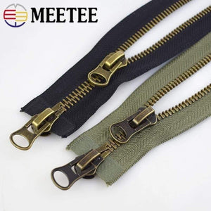 Planet Gates Meetee 8# Metal Zipper 70/80/90/100/120cm Double Sliders for Coat Down Jacket Zip Repair DIY Clothing Sewing Tailor Accessories