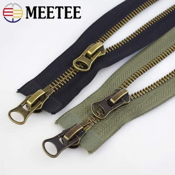 Planet Gates Meetee 8# Metal Zipper 70/80/90/100/120cm Double Sliders for Coat Down Jacket Zip Repair DIY Clothing Sewing Tailor Accessories