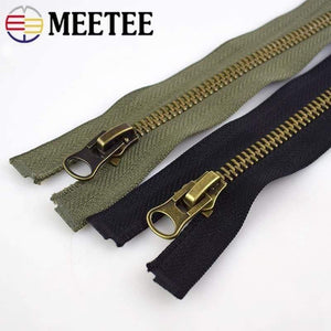 Planet Gates Meetee 8# Metal Zipper 70/80/90/100/120cm Double Sliders for Coat Down Jacket Zip Repair DIY Clothing Sewing Tailor Accessories
