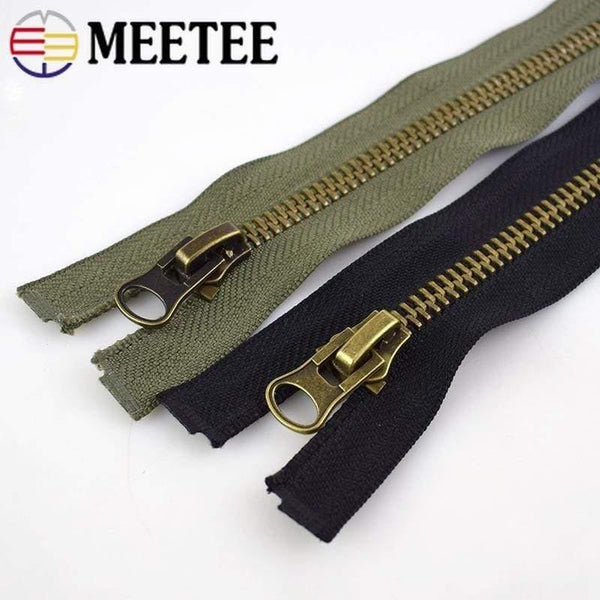 Planet Gates Meetee 8# Metal Zipper 70/80/90/100/120cm Double Sliders for Coat Down Jacket Zip Repair DIY Clothing Sewing Tailor Accessories