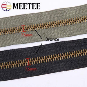 Planet Gates Meetee 8# Metal Zipper 70/80/90/100/120cm Double Sliders for Coat Down Jacket Zip Repair DIY Clothing Sewing Tailor Accessories