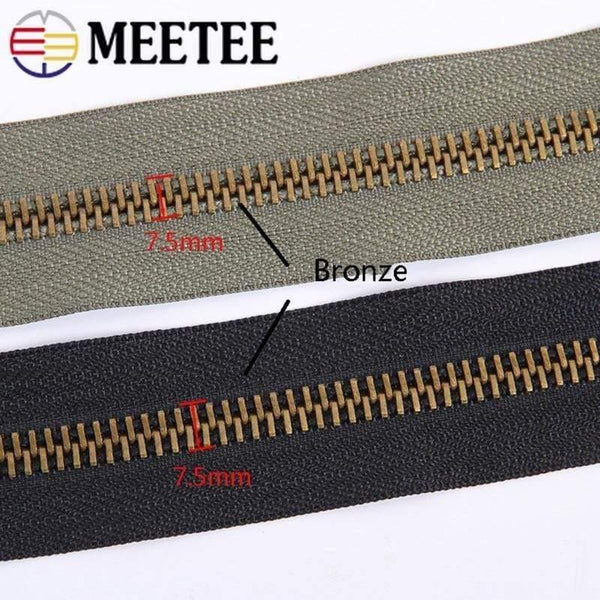 Planet Gates Meetee 8# Metal Zipper 70/80/90/100/120cm Double Sliders for Coat Down Jacket Zip Repair DIY Clothing Sewing Tailor Accessories