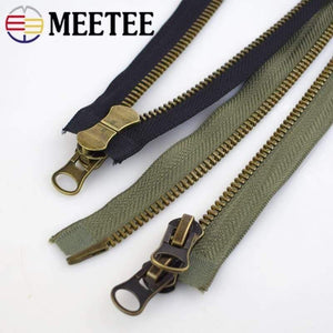 Planet Gates Meetee 8# Metal Zipper 70/80/90/100/120cm Double Sliders for Coat Down Jacket Zip Repair DIY Clothing Sewing Tailor Accessories
