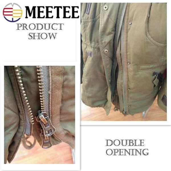 Planet Gates Meetee 8# Metal Zipper 70/80/90/100/120cm Double Sliders for Coat Down Jacket Zip Repair DIY Clothing Sewing Tailor Accessories