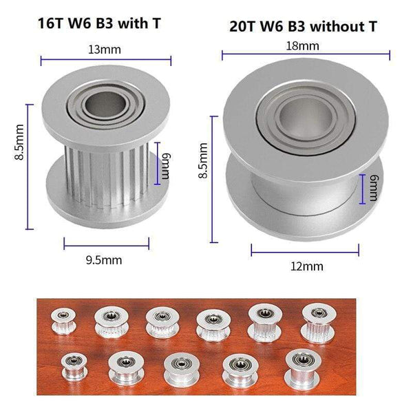 Planet Gates MEGA 20PCS GT2 Idler Pulley 20 Teeth 16 Teeth Bore 3mm 5mm with bearings 3D Printer Parts for 2GT Timing Belt Width 6mm 10mm