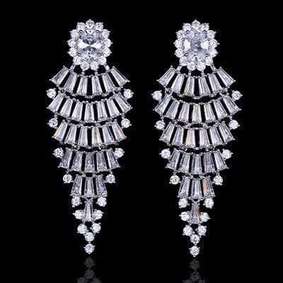 Planet Gates MEH666-clear Bridal Drop Earrings for Women Girls Fashion Engagement Wedding Jewelry Summer Dangle Earrings EH983