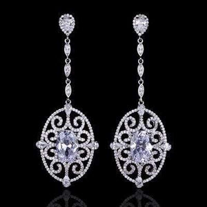 Planet Gates MEH667-clear Bridal Drop Earrings for Women Girls Fashion Engagement Wedding Jewelry Summer Dangle Earrings EH983