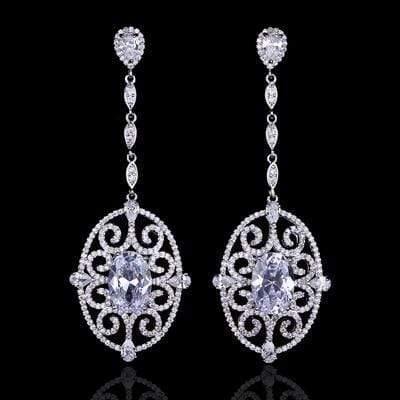 Planet Gates MEH667-clear Bridal Drop Earrings for Women Girls Fashion Engagement Wedding Jewelry Summer Dangle Earrings EH983