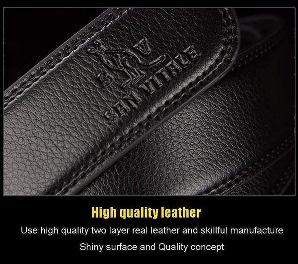 Planet Gates Men 100% Good Quality Cowskin Genuine Luxury Leather Men's Belts for Men,Strap Male Metal Automatic Buckle