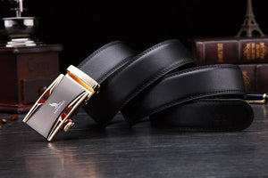 Planet Gates Men 100% Good Quality Cowskin Genuine Luxury Leather Men's Belts for Men,Strap Male Metal Automatic Buckle