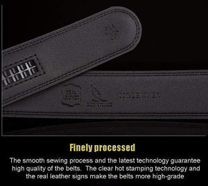 Planet Gates Men 100% Good Quality Cowskin Genuine Luxury Leather Men's Belts for Men,Strap Male Metal Automatic Buckle