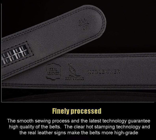 Planet Gates Men 100% Good Quality Cowskin Genuine Luxury Leather Men's Belts for Men,Strap Male Metal Automatic Buckle