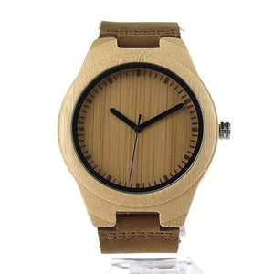 Planet Gates men 45mm Simplicity Lovers' Wooden Watches Handmade Bamboo Quartz Watch with Leather Strap for Men Women as Gift Item