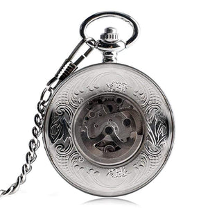 Planet Gates Men Automatic Mechanical Silver Pocket Watch Fashion Self Wind Stripe Women Men Nursing Fob Clock Shield Pendant