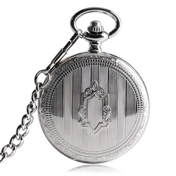 Planet Gates Men Automatic Mechanical Silver Pocket Watch Fashion Self Wind Stripe Women Men Nursing Fob Clock Shield Pendant