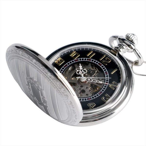 Planet Gates Men Automatic Mechanical Silver Pocket Watch Fashion Self Wind Stripe Women Men Nursing Fob Clock Shield Pendant
