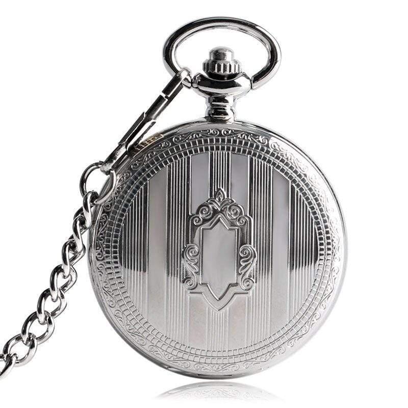 Planet Gates Men Automatic Mechanical Silver Pocket Watch Fashion Self Wind Stripe Women Men Nursing Fob Clock Shield Pendant