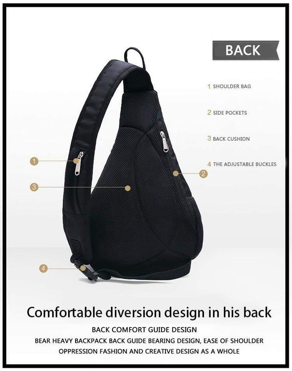 Planet Gates Men Bag Men Shoulder Sling Bag pack USB Waterproof Messenger Crossbody Bag Black Travel women chest bag for ipad T509