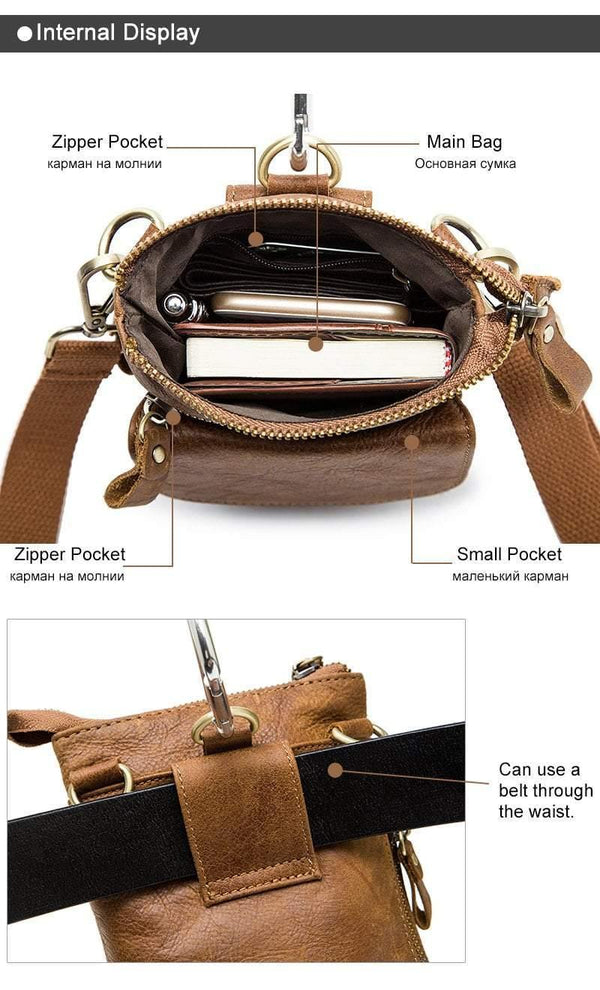 Planet Gates Men Bags Genuine Leather Waist Pack Small Crossbody Messenger Bag Men Shoulder Bags Belt Phone Pouch Bag Male Pouch 8868