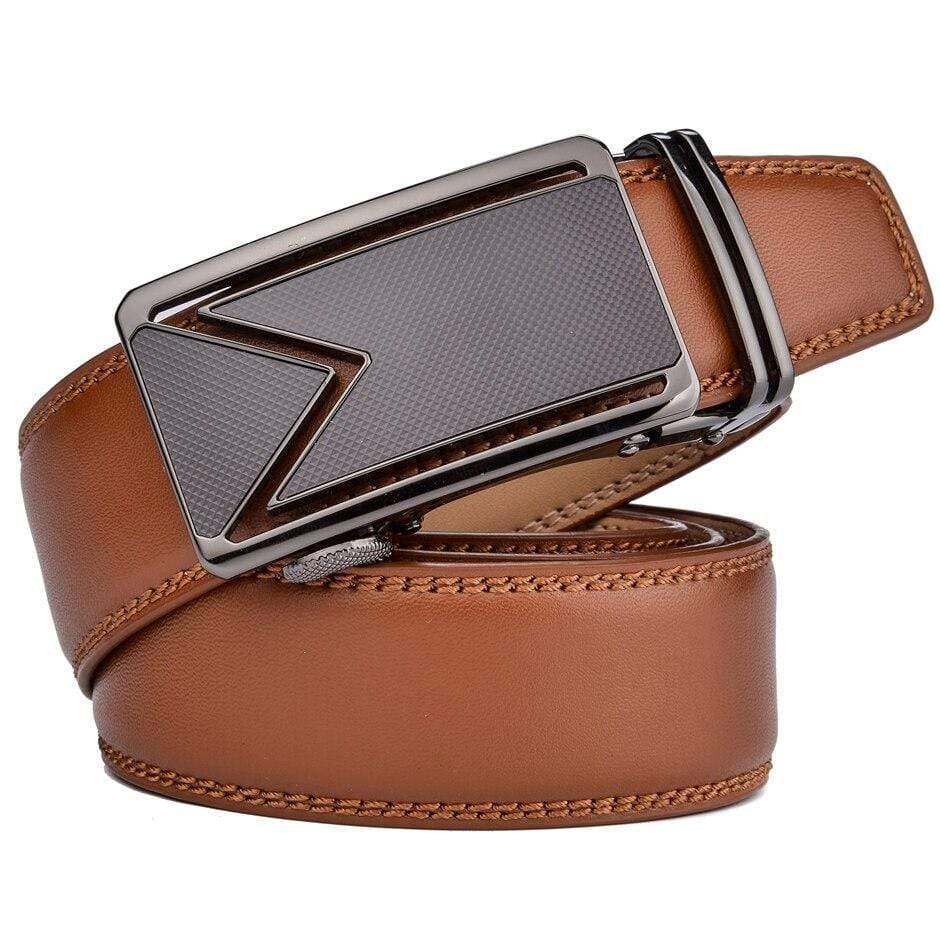 Men Belt  Cowhide Genuine Leather Belts For Men Luxury Automatic Buckle Belts Brown Black Cinturones Hombre B55