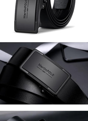 Planet Gates Men Belt Genuine Leather Automatic Buckle Luxury Brand Male Belts Black Strap Original Natural Cowskin