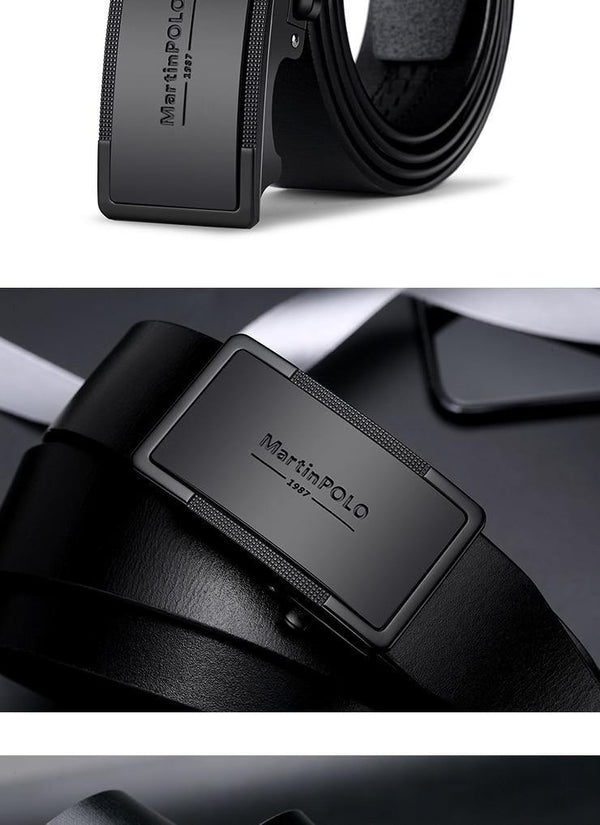 Planet Gates Men Belt Genuine Leather Automatic Buckle Luxury Brand Male Belts Black Strap Original Natural Cowskin