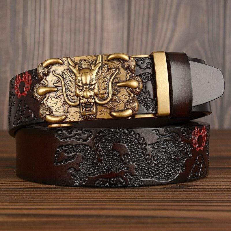 Men Belt Genuine Leather New High Quality Cowhide Handmade Men Waistbands Chinese Dragon Pressed Straps Male Designer Belts