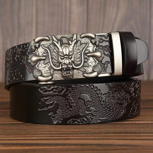 Men Belt Genuine Leather New High Quality Cowhide Handmade Men Waistbands Chinese Dragon Pressed Straps Male Designer Belts