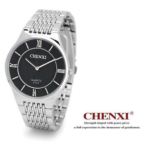 Planet Gates Men Black Dial Fashion Romantic Silver Couple Watch Stainless Steel Men's Women's Quartz Wirstwatch Analog Slim Clock Lovers Watch