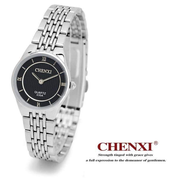 Planet Gates Men Black Dial Fashion Romantic Silver Couple Watch Stainless Steel Men's Women's Quartz Wirstwatch Analog Slim Clock Lovers Watch