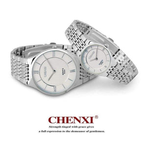 Planet Gates Men Black Dial Fashion Romantic Silver Couple Watch Stainless Steel Men's Women's Quartz Wirstwatch Analog Slim Clock Lovers Watch