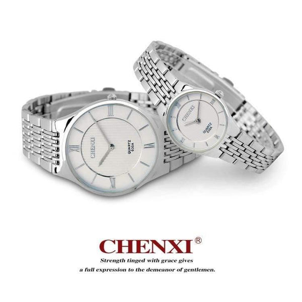 Planet Gates Men Black Dial Fashion Romantic Silver Couple Watch Stainless Steel Men's Women's Quartz Wirstwatch Analog Slim Clock Lovers Watch