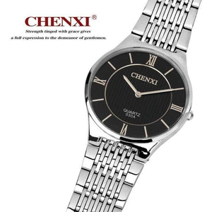 Planet Gates Men Black Dial Fashion Romantic Silver Couple Watch Stainless Steel Men's Women's Quartz Wirstwatch Analog Slim Clock Lovers Watch