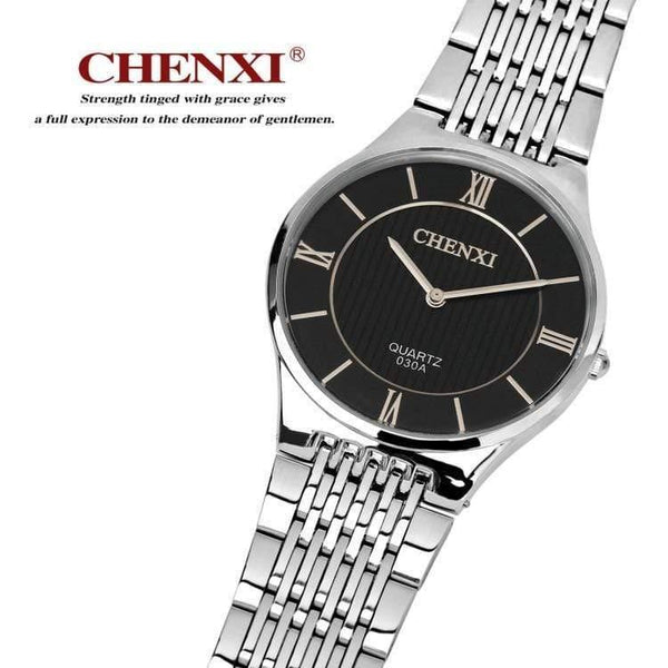 Planet Gates Men Black Dial Fashion Romantic Silver Couple Watch Stainless Steel Men's Women's Quartz Wirstwatch Analog Slim Clock Lovers Watch