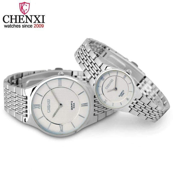 Planet Gates Men Black Dial Fashion Romantic Silver Couple Watch Stainless Steel Men's Women's Quartz Wirstwatch Analog Slim Clock Lovers Watch