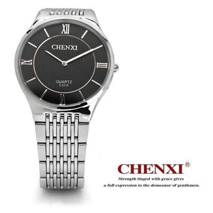 Planet Gates Men Black Dial Fashion Romantic Silver Couple Watch Stainless Steel Men's Women's Quartz Wirstwatch Analog Slim Clock Lovers Watch