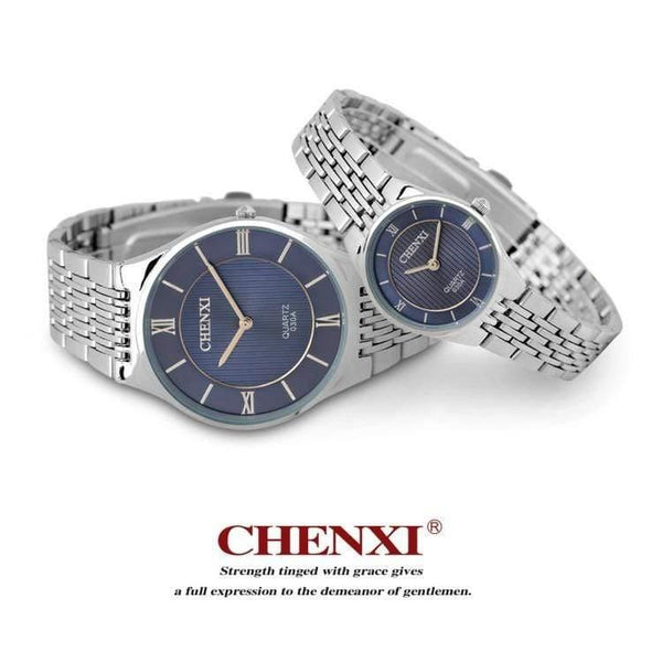 Planet Gates Men Black Dial Fashion Romantic Silver Couple Watch Stainless Steel Men's Women's Quartz Wirstwatch Analog Slim Clock Lovers Watch