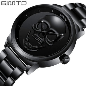 Fashion Casual Gold Lover's Skull Watch Stainless Steel Unique 3D Skeleton Pattern Women Men Watches Couple Wristwatch - Planet Gates