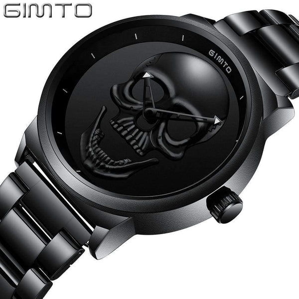 Fashion Casual Gold Lover's Skull Watch Stainless Steel Unique 3D Skeleton Pattern Women Men Watches Couple Wristwatch - Planet Gates