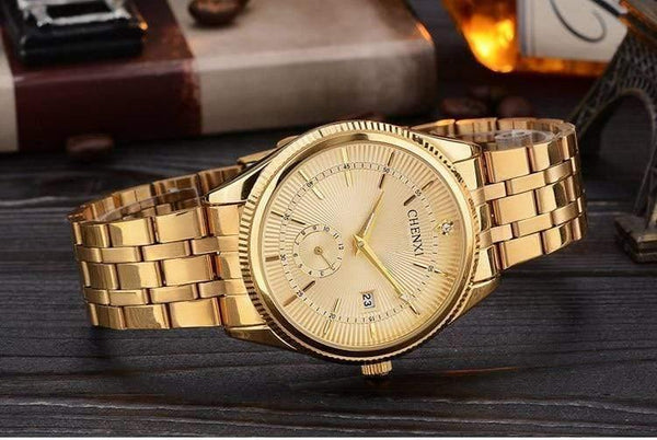 Planet Gates Men Black Gold Watch Men Women Unique Design Calendar Stainless Steel Couple Lover's Wristwatch Golden Business Casual