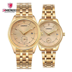 Planet Gates Men Black Gold Watch Men Women Unique Design Calendar Stainless Steel Couple Lover's Wristwatch Golden Business Casual