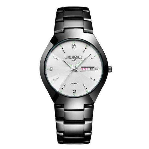 Planet Gates Мъжки черно-бели часовници за двойки 2018 Висококачествен волфрамов стоманен черен ръчен часовник за мъже и жени Гривна Дамски часовник Reloj Hombre Lover Saat