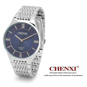 Planet Gates Men Blue Dial Fashion Romantic Silver Couple Watch Stainless Steel Men's Women's Quartz Wirstwatch Analog Slim Clock Lovers Watch