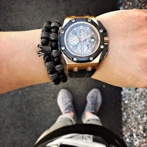 Planet Gates Men bracelets 2pcs/set Luxury Fashion Crown Charm Bracelet Men's Natural Stone Bracelets For Women And Men Gift Gifts