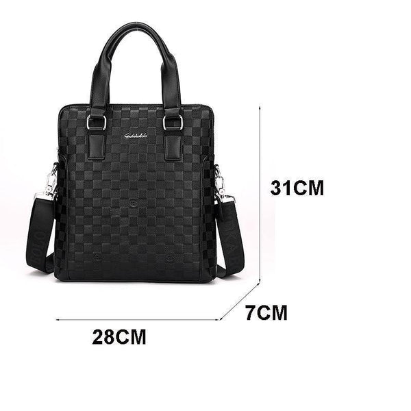Planet Gates Men Business Briefcase PU Leather Plaid Men Bag Computer Laptop Handbag Man Shoulder Bag Messenger Bags Men's Travel Bags