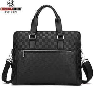 Planet Gates Men Business Briefcase PU Leather Plaid Men Bag Computer Laptop Handbag Man Shoulder Bag Messenger Bags Men's Travel Bags