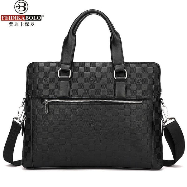 Planet Gates Men Business Briefcase PU Leather Plaid Men Bag Computer Laptop Handbag Man Shoulder Bag Messenger Bags Men's Travel Bags