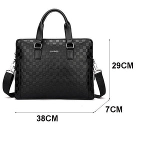 Planet Gates Men Business Briefcase PU Leather Plaid Men Bag Computer Laptop Handbag Man Shoulder Bag Messenger Bags Men's Travel Bags