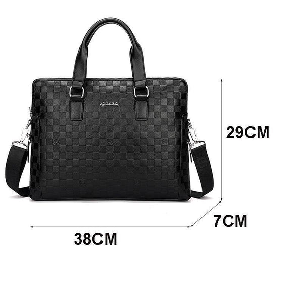 Planet Gates Men Business Briefcase PU Leather Plaid Men Bag Computer Laptop Handbag Man Shoulder Bag Messenger Bags Men's Travel Bags
